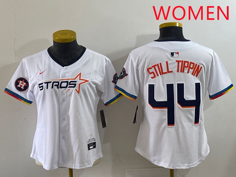 Women Houston Astros #44 Still Tippin White Four generations Joint Name 2025 Nike MLB Jersey style 9
